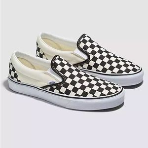 Vans black checked slip on